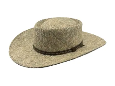 Westernhut aus Seegras mit Lederband – Sommerhut „American Pioneer“