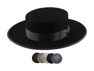 Vaquero Biberhut mit flacher Krone und Rebsband als Garnitur